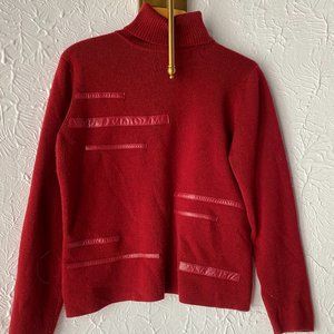 Garfinkel Chic Red Turtleneck Sweater with Textured Detail - M/M
